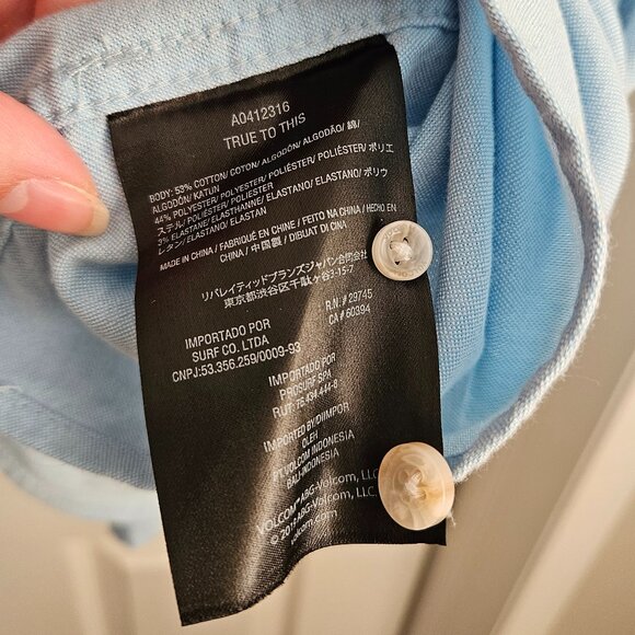 Volcom Men's XXL Light Blue Cotton Button Up Shirt Short Sleeve Modern Fit - Picture 7 of 12